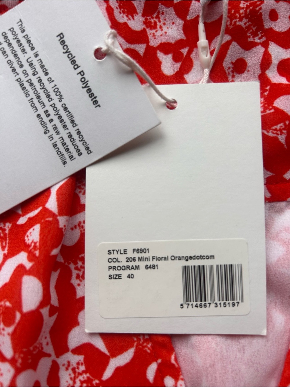 new Ganni Red White Floral Midi Dress Puff Sleeve Button Detail Size 40 - Picture 9 of 10